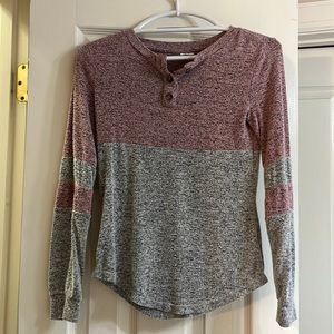 Long sleeve pink and gray shirt